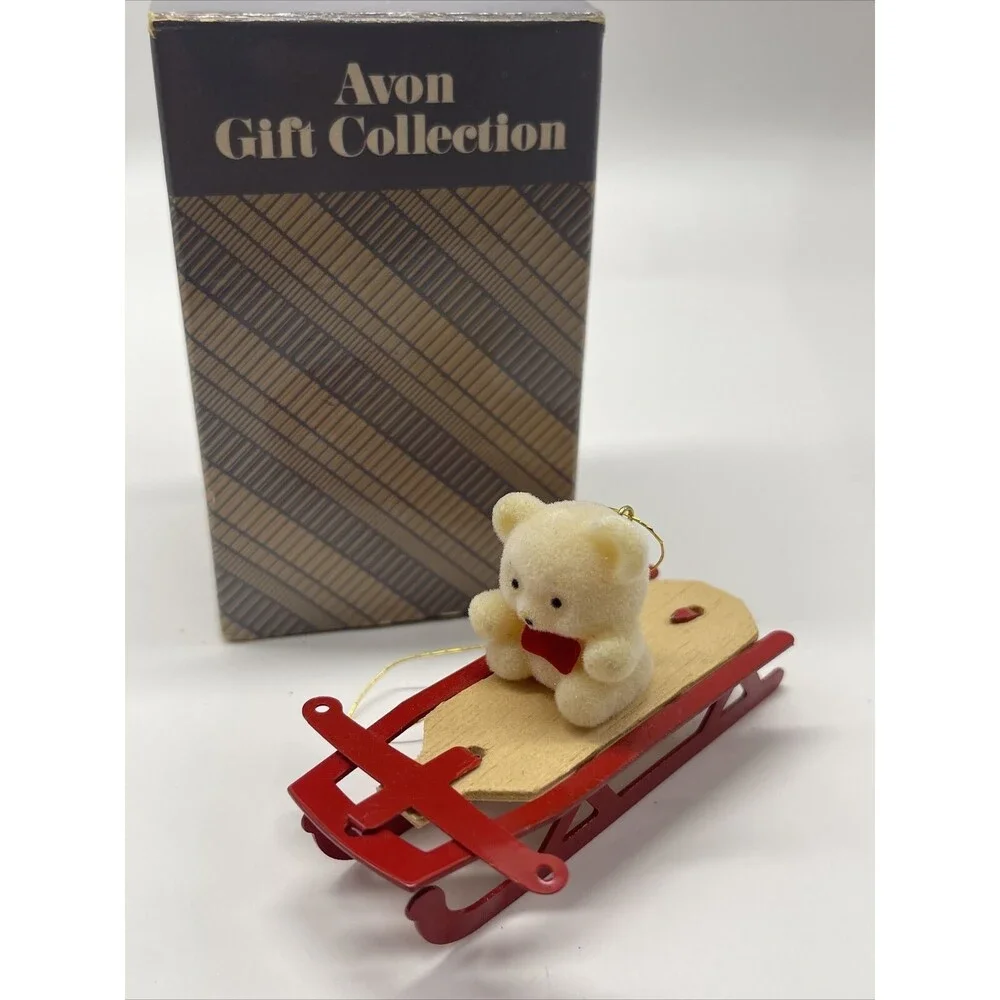 Vintage Avon Teddy Bear Ornament Holiday Collection Lot Of 4 In Orginal Box